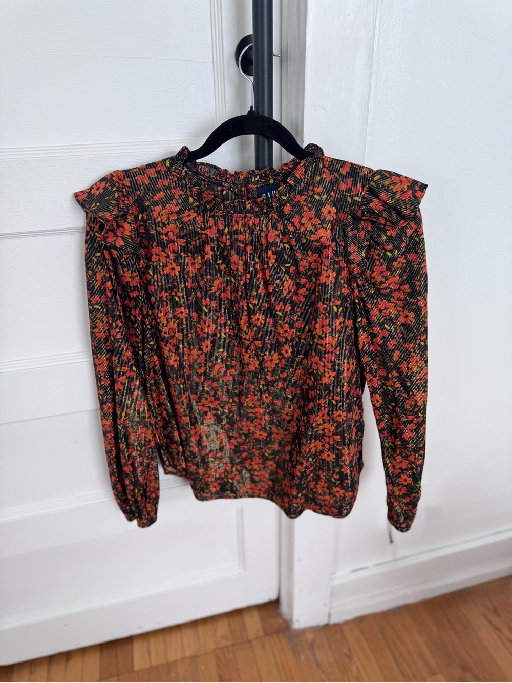 GAP Black with Orange Floral Print top